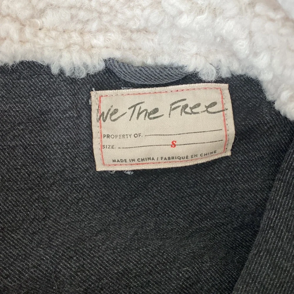 Free people washed black tan and Teddy coat jean  jacket - Picture 7 of 9